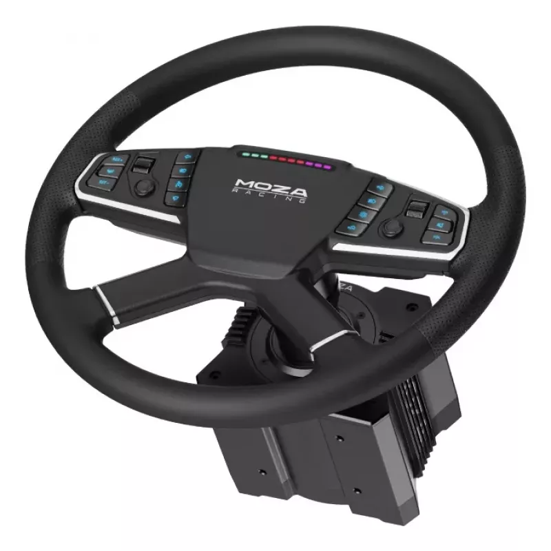 Moza Racing TSW -ohjauspyörä, ohjauspyörä, PC, langallinen & langaton, musta, alumiini, tekonahka, polymeeri, kaapeli