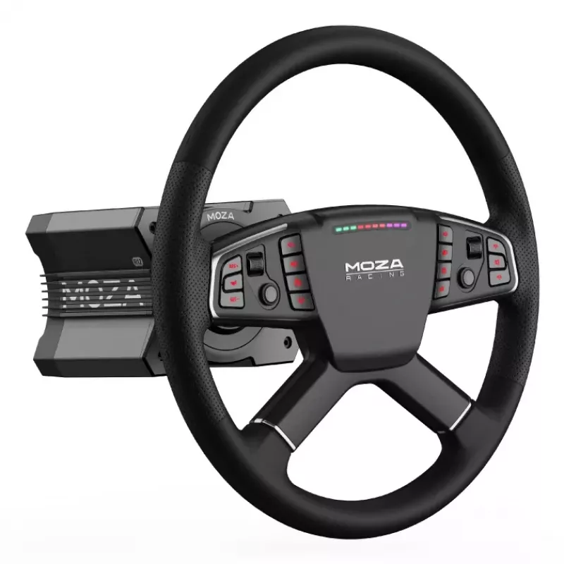 Moza Racing TSW -ohjauspyörä, ohjauspyörä, PC, langallinen & langaton, musta, alumiini, tekonahka, polymeeri, kaapeli