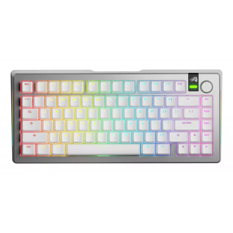 Glorious GMMK 3 Pro 75 % langaton pelinäppäimistö, valmiiksi koottu, Fox-kytkimet, US ANSI, hopea