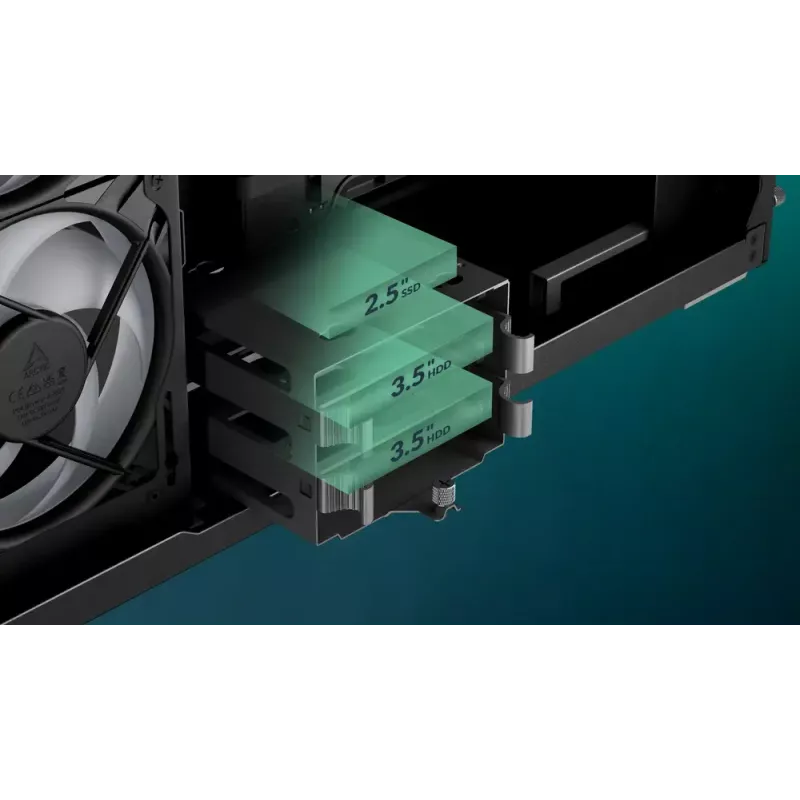 ARCTIC Xtender VG (musta) Premium E-ATX -tietokonekotelo pystysuuntaisella GPU-asennuksella
