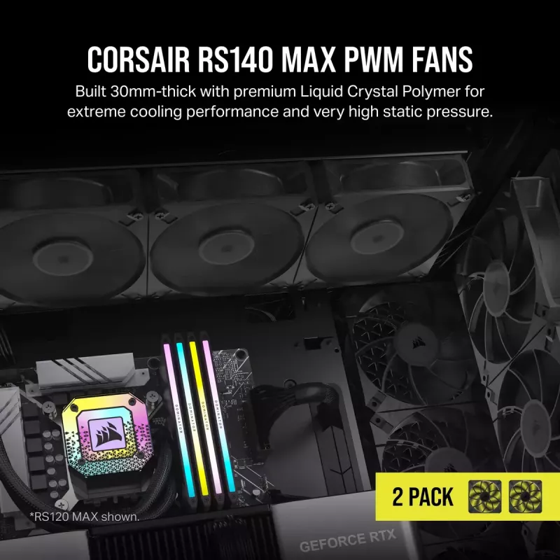 Tuuletin Corsair RS140 MAX tietokonekotelon tuuletin 14 cm musta 2 kpl