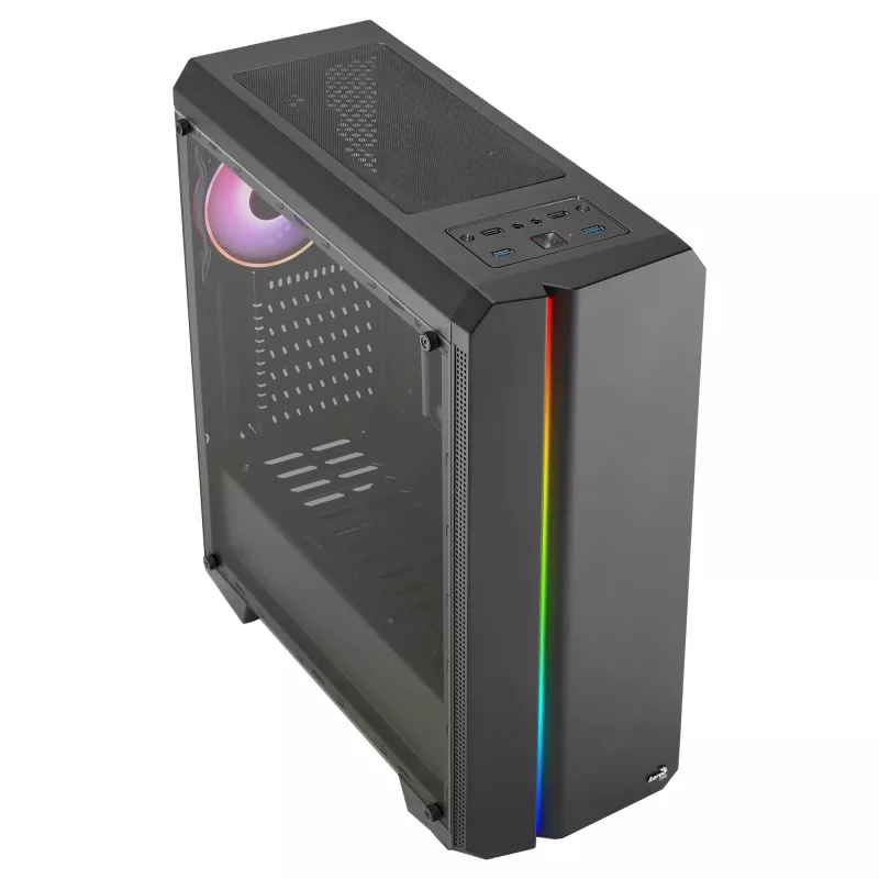 Aerocool GENESISV2BK PC ATX kotelo, etupaneeli LED ARGB tuuletin ARGB 12 cm, musta