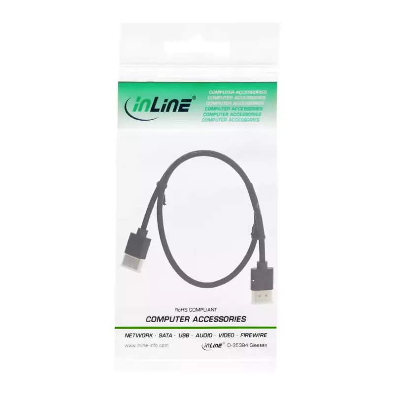 InLine High Speed HDMI -kaapeli Ethernetillä, AM/AM, superohut, musta/kulta, 1,8 m