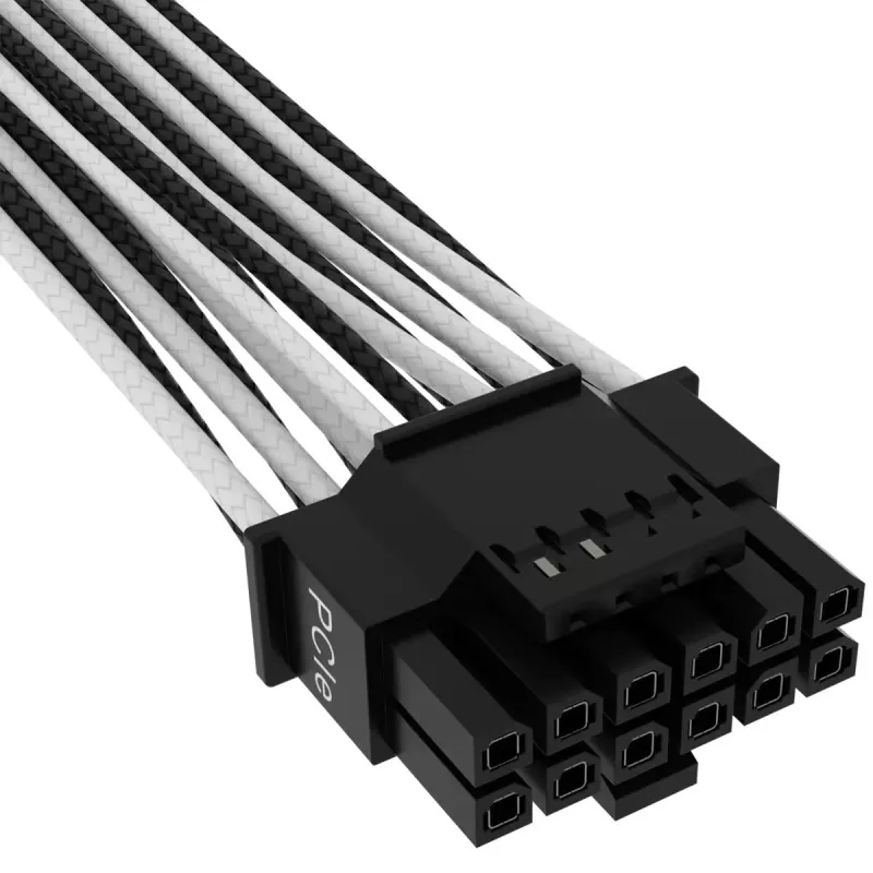 CORSAIR Premium Individually Sleeved 12+4pin Pci-e Gen 5 12vhpwr 600w -kaapeli Type 4 musta/valkoinen