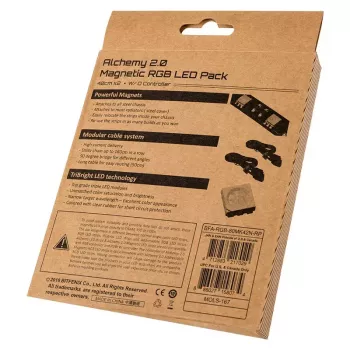 Tietokonekotelon valaistussarja BITFENIX Alchemy 2.0, yleiskoteloon, 12 V, 5,04 W, 2 kpl, 10 mm x 0,5 m, musta/valkoinen
