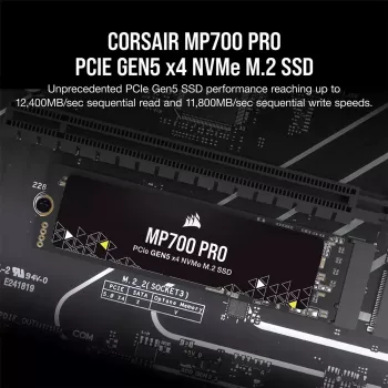 SSD-kiintolevy 2 TB CORSAIR M.2 PCI-E NVMe Gen5 MP700 PRO retail