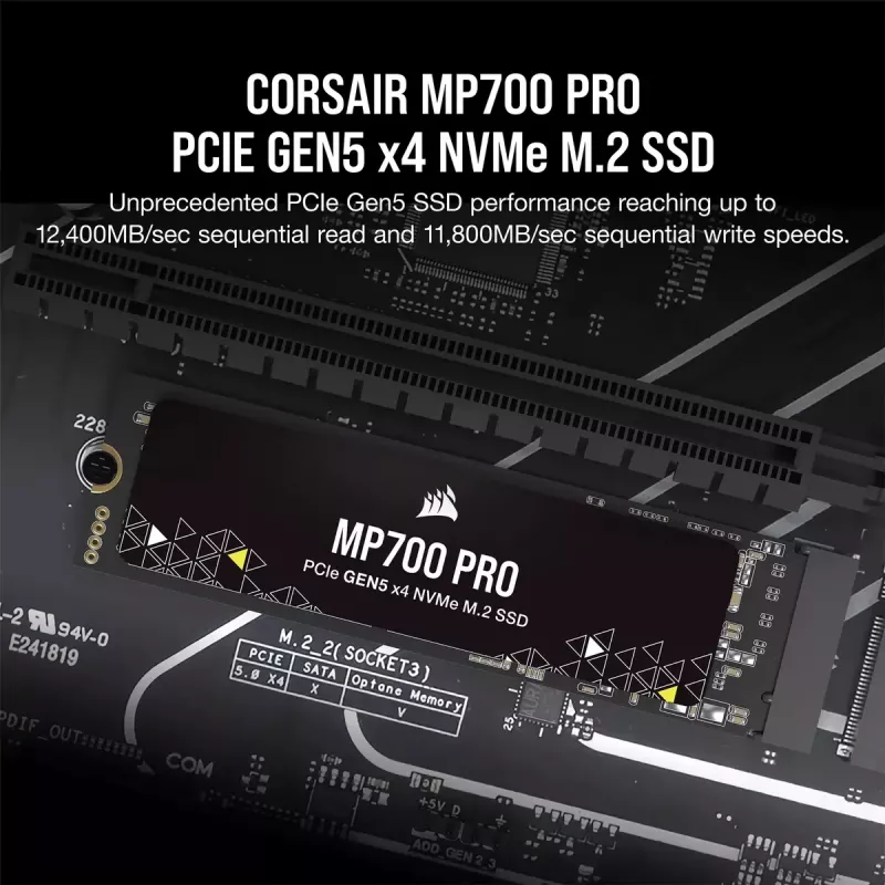SSD-kiintolevy 2 TB CORSAIR M.2 PCI-E NVMe Gen5 MP700 PRO retail