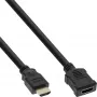 InLine HDMI-kaapeli, High Speed HDMI -kaapeli, M/F, musta, kultaiset kontaktit, 2 m