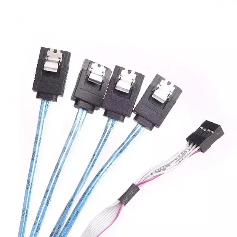 SilverStone SST-CPS05 Mini-SAS HD (SFF-8643) - SATA 7-pin -kaapeli sideband-signaaleilla, 4-kaistainen, SAS 12 Gbit/s, 0,5 m, musta