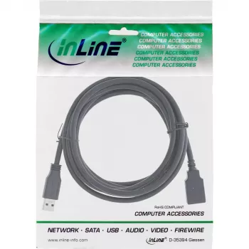 USB 3.2 Gen.1 -kaapeli Type-A plugi / Type-B liitin InLine 35630 3 m musta