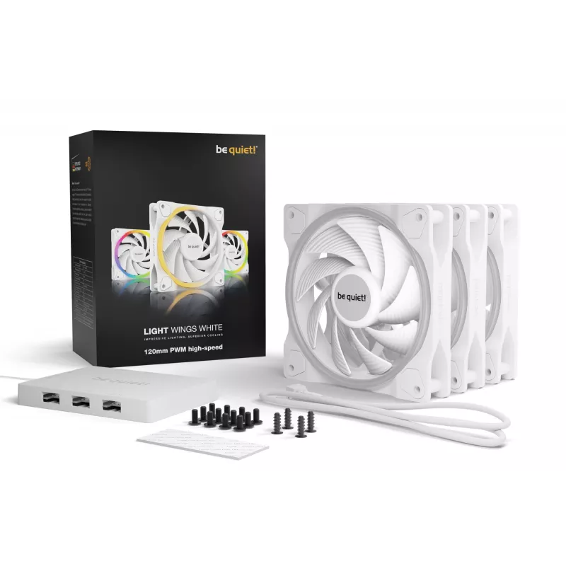 be quiet Light Wings White | 120mm PWM-High-Speed Triple-Pack tietokonekotelon tuuletin 12 cm 3 kpl