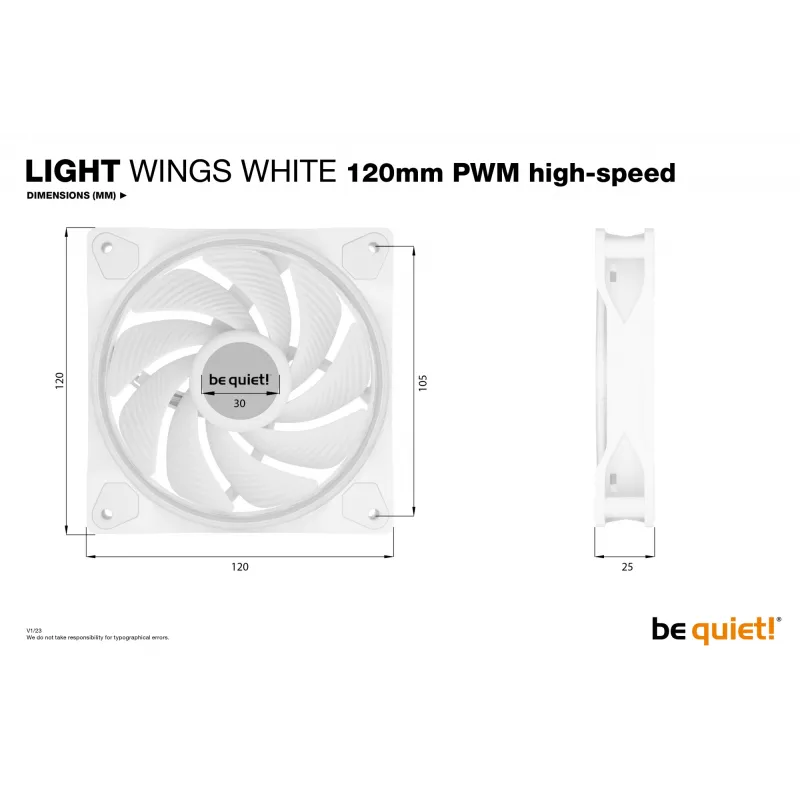 be quiet Light Wings White | 120mm PWM-High-Speed Triple-Pack tietokonekotelon tuuletin 12 cm 3 kpl