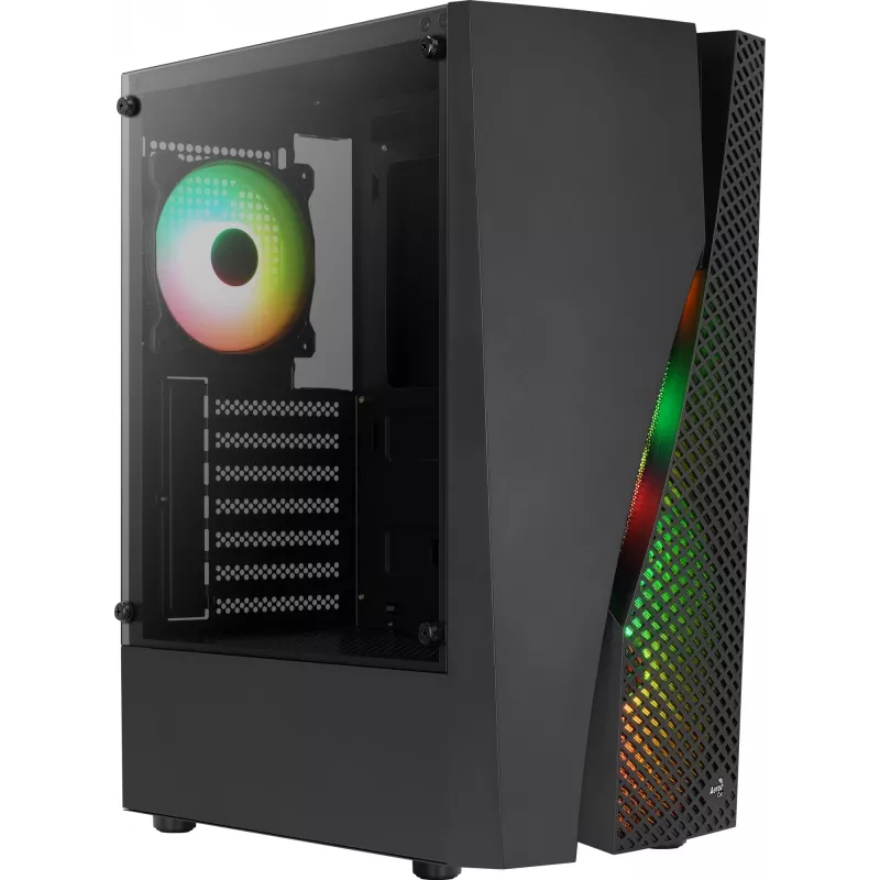 Aerocool WAVEBKV3 ATX PC-kotelo karkaistusta lasista 4xRGB-tuulettimella musta