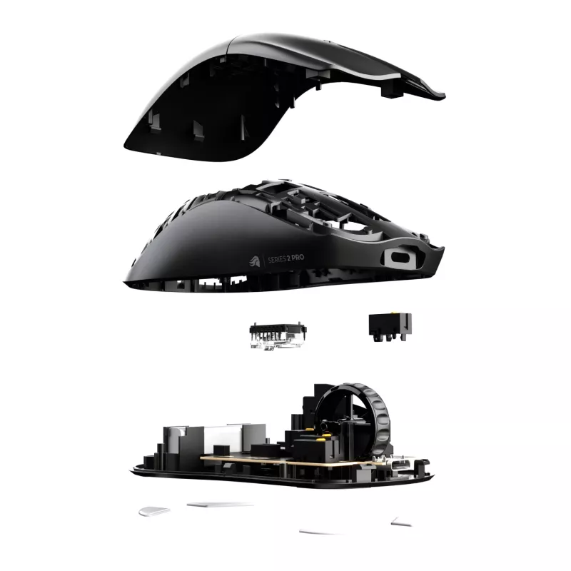 Langaton pelihiiri GLORIOUS Series 2 PRO (oikeakätisille) – 26 000 DPI, RF Wireless + USB‑C, 4K/8K Hz, 6 painiketta, musta