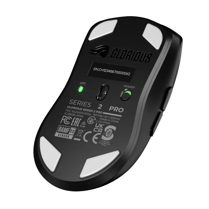 Langaton pelihiiri GLORIOUS Series 2 PRO (oikeakätisille) – 26 000 DPI, RF Wireless + USB‑C, 4K/8K Hz, 6 painiketta, musta