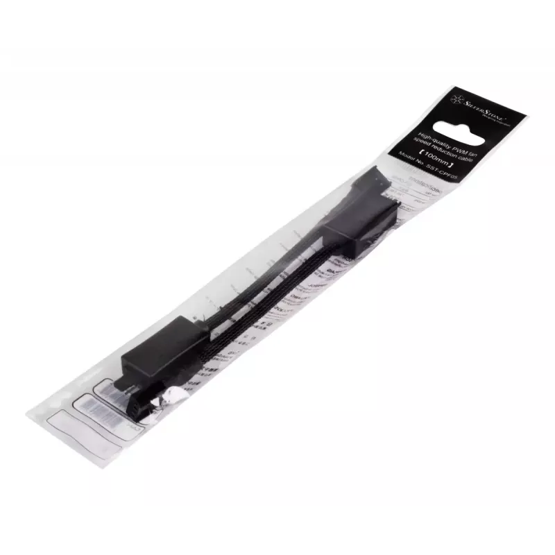 SilverStone SST-CPF05 PWM-tuulettimen nopeudenvähennyskaapeli, 10 cm, 2 kpl pakkaus, musta