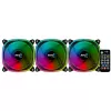 Aerocool ASTRO12PRO -sarja 3 tuuletinta PC 12 cm LED RGB tärinänvaimennus kaukosäädin
