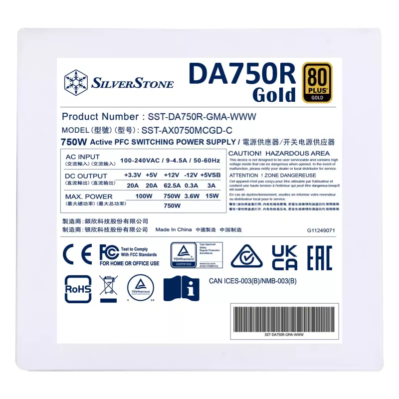 Virtalähde Silverstone DA750R Gold 750 W