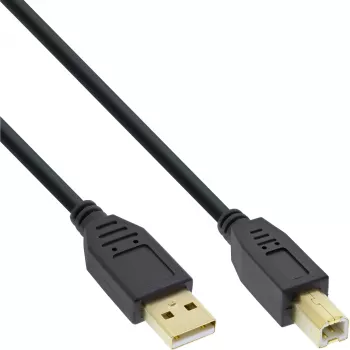 InLine USB 2.0 -kaapeli Type-A uros / Type-B naaras musta, kullattu, 10 m