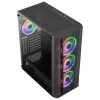 Aerocool PRISMBKV3 PC-kotelo ATX musta 4 tuuletinta ARGB etuosa sivusta karkaistua lasia