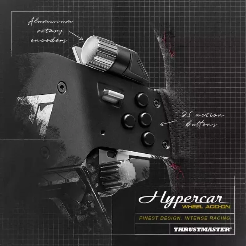 Thrustmaster Hypercar Wheel Add-On musta, hopea ohjauspyörä PC, PlayStation 4, PlayStation 5, Xbox, Xbox One