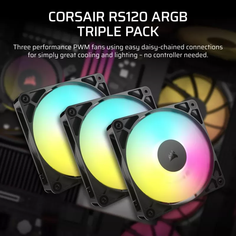 CORSAIR ArGB-tuuletin – RS ARGB Series 120 120 mm kolmen pakkaus