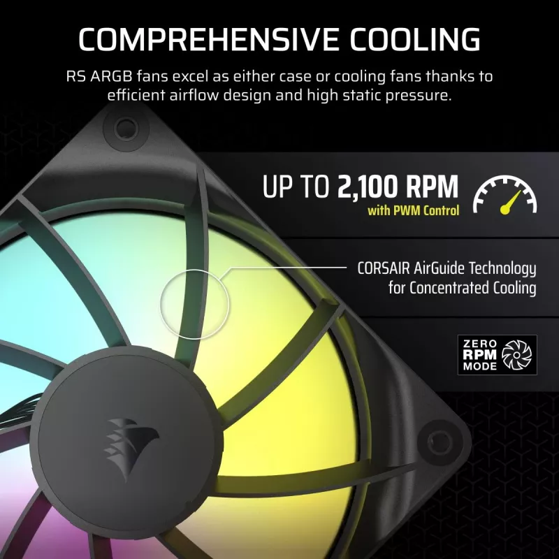 CORSAIR ArGB-tuuletin – RS ARGB Series 120 120 mm kolmen pakkaus