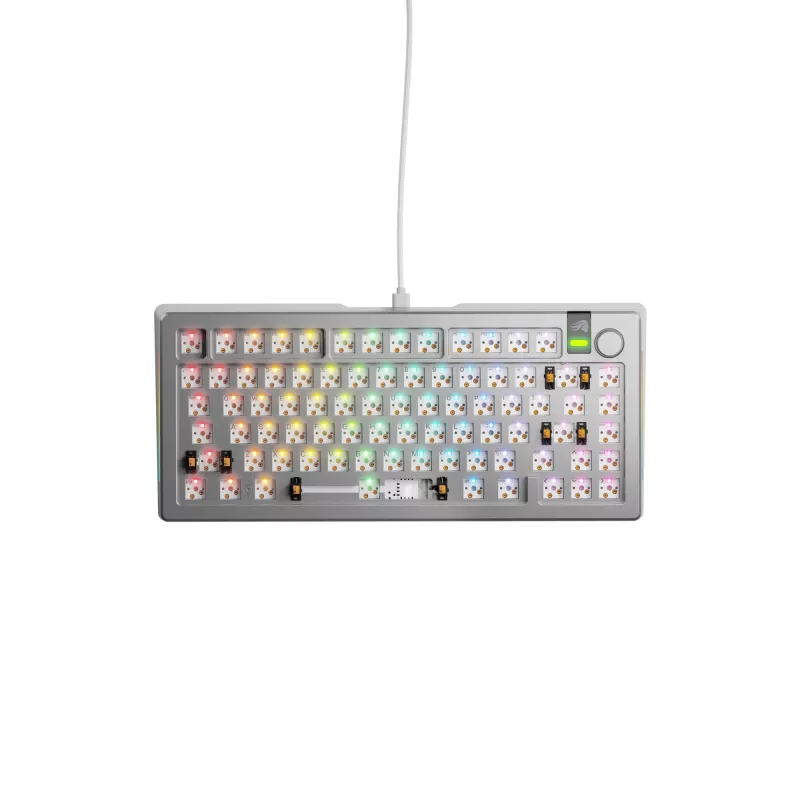 Glorious Gaming GMMK 3 PRO 75% Barebones Wired Silver - US, 75%, johdollinen, USB, RGB LED, hopea