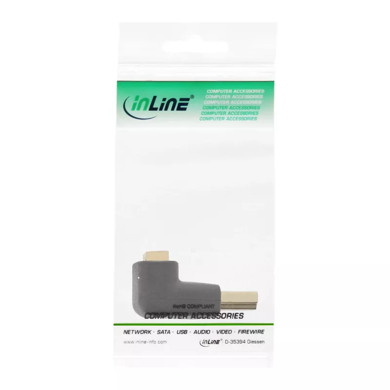 InLine HDMI-adapteri, uros/naaras, ylöspäin kulma, kullatut koskettimet, 4K2K