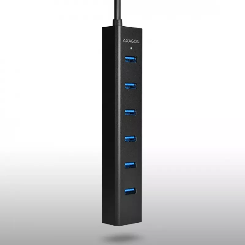 Axagon HUE-SA7BP 7x USB 3.0 ALU LATAUSKESKITIN musta sis. virtalähteen
