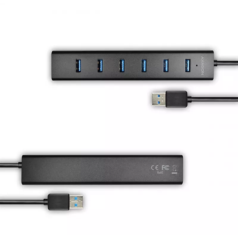 Axagon HUE-SA7BP 7x USB 3.0 ALU LATAUSKESKITIN musta sis. virtalähteen