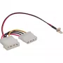 InLine tuuletinadapterikaapeli 3-pin tuuletin / 4-pin virtalähde 0,15 m, 3-pin, 2 x Molex (4-pin), 0,15 m, monivärinen, 11 g, 100 mm