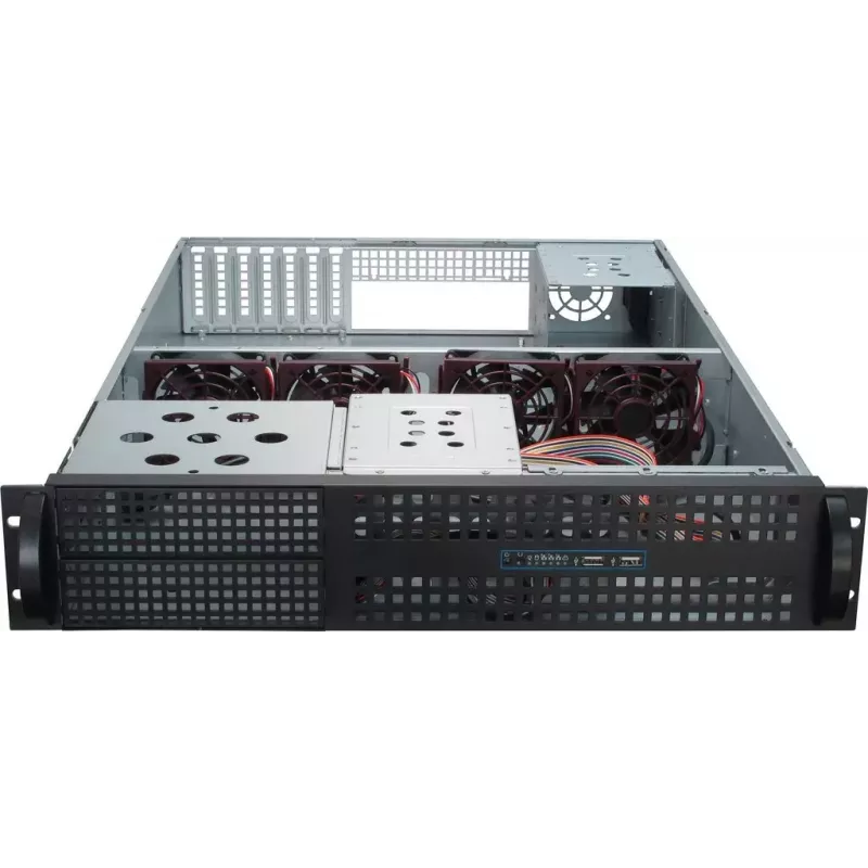 Palvelinkotelo Inter-Tech 2U-2129N Rack musta, hopea