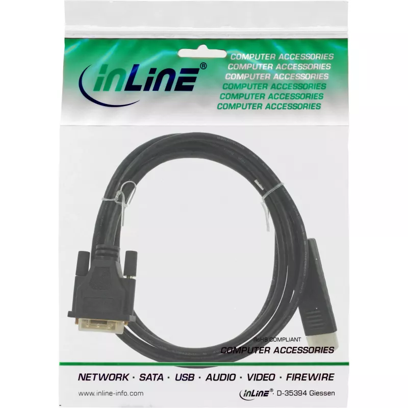 InLine DisplayPort–DVI-muunninkaapeli, musta, 2 m