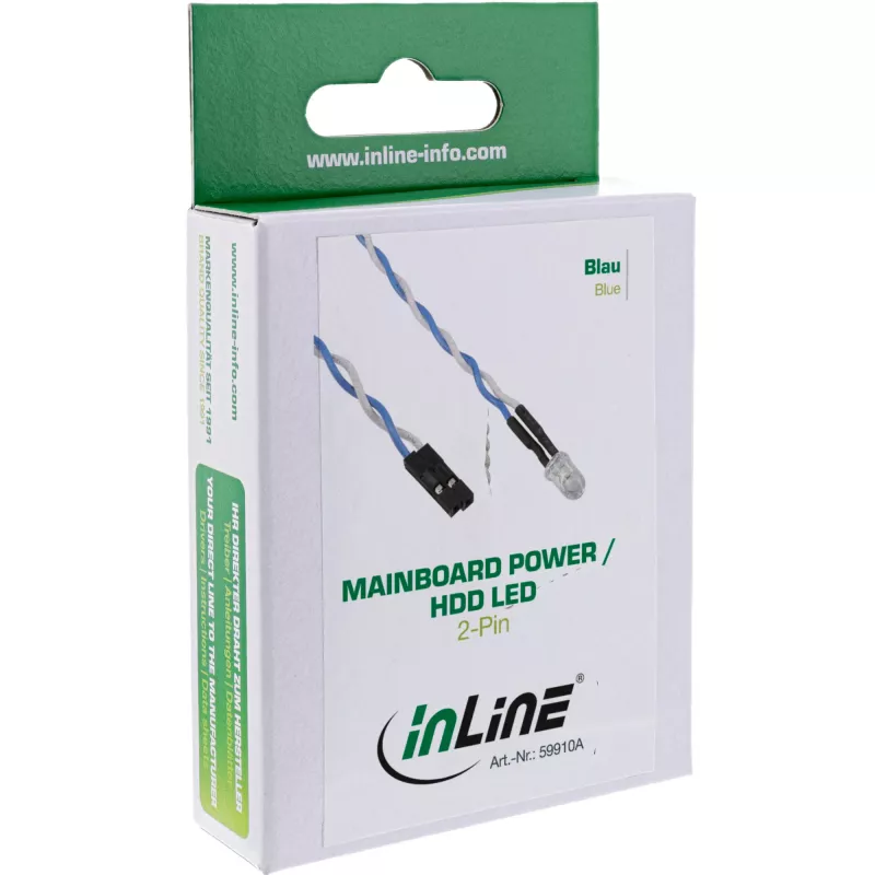 InLine emolevyn virta / HDD LED, sininen, 5 mm, 0,8 m