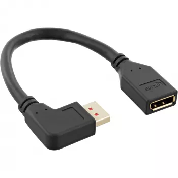 InLine DisplayPort 1.4 -adapterikaapeli M/F, 8K4K, vasemmalle kulma, musta/kulta, 0,15 m