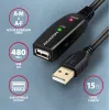 Axagon ADR-215 USB 2.0 A-M -> A-F aktiivinen jatko-/toistinkaapeli 15 m