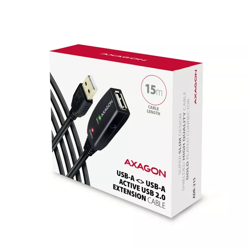 Axagon ADR-215 USB 2.0 A-M -> A-F aktiivinen jatko-/toistinkaapeli 15 m