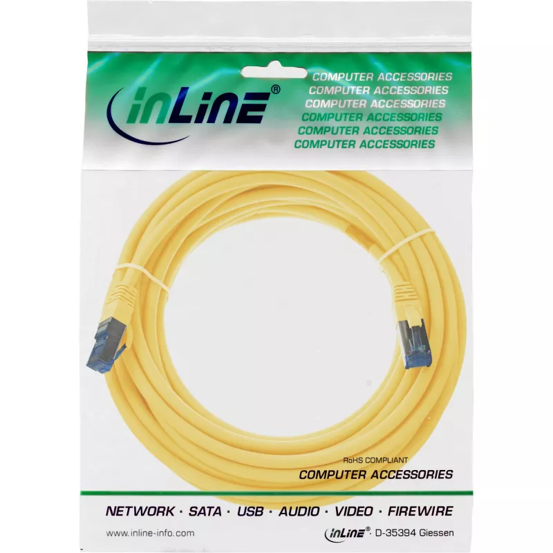 InLine-patch-kaapeli S/FTP PiMF Cat.6A halogeeniton 500MHz keltainen 5m
