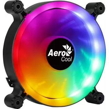 AEROCOOL 120 mm -tietokonekotelotuuletin SPECTRO12 RGB, 12 V, 1000 kierr./min, 3,6 W, Molex, tärinänvaimennus, liukulaakeri, musta