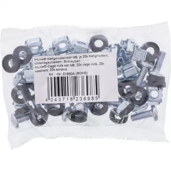 InLine -häkkimutterisarja M6 20 häkkimutteria + 20 aluslevyä + 20 ruuvia