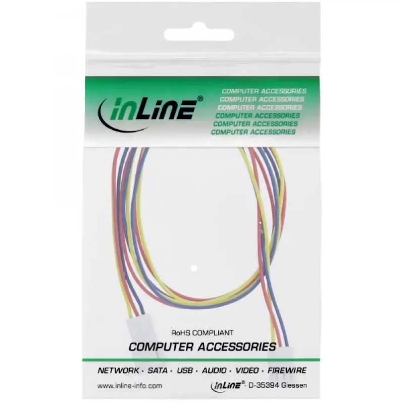 InLine tuuletinkaapelin jatkojohto 3-pin Molex uros/naaras pituus 0,60 m