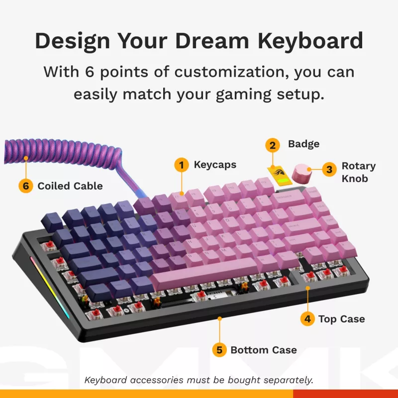 Glorious Gaming GMMK 3 75% Barebones langallinen musta – ISO, 75%, langallinen, USB, RGB-LED, musta