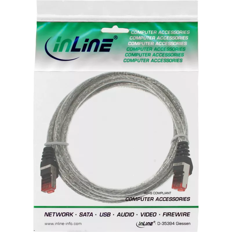 InLine verkkokaapeli S/FTP PiMF Cat.6 250MHz PVC kupari läpinäkyvä 0,5m