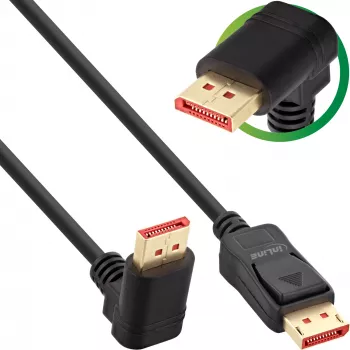 DisplayPort 1.4 -kaapeli InLine 17151O 8K4K ylöspäin kulma musta/kulta 1m
