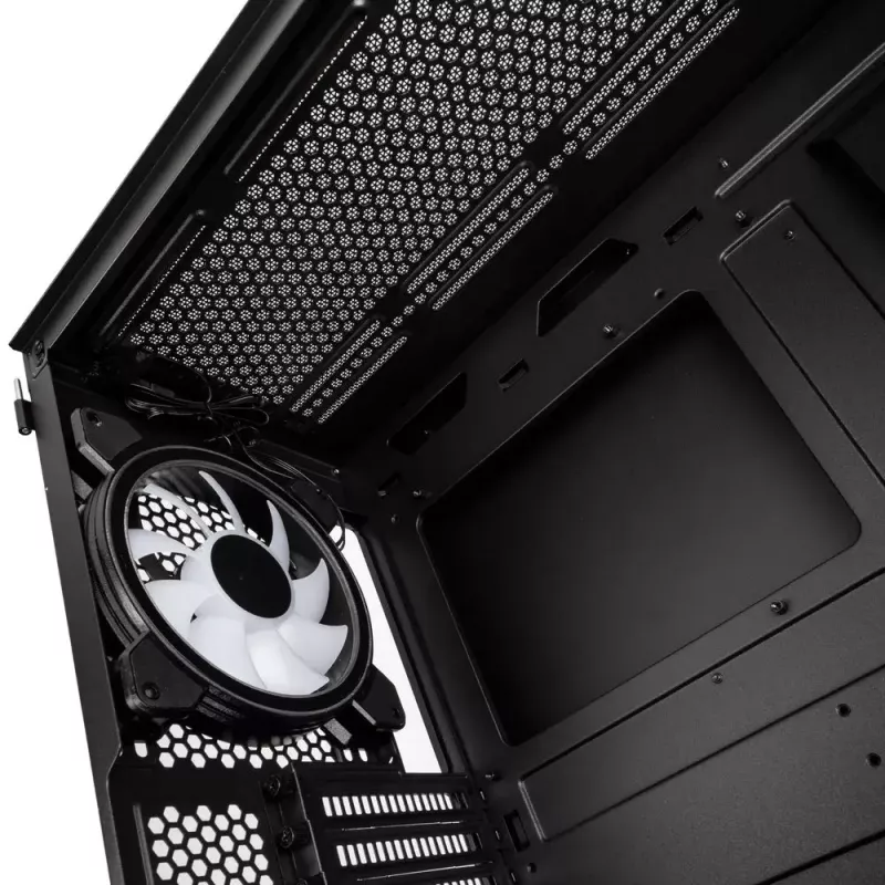 PC-kotelo Kolink Observatory Y AMD SE ARGB Midi Tower musta, läpinäkyvä