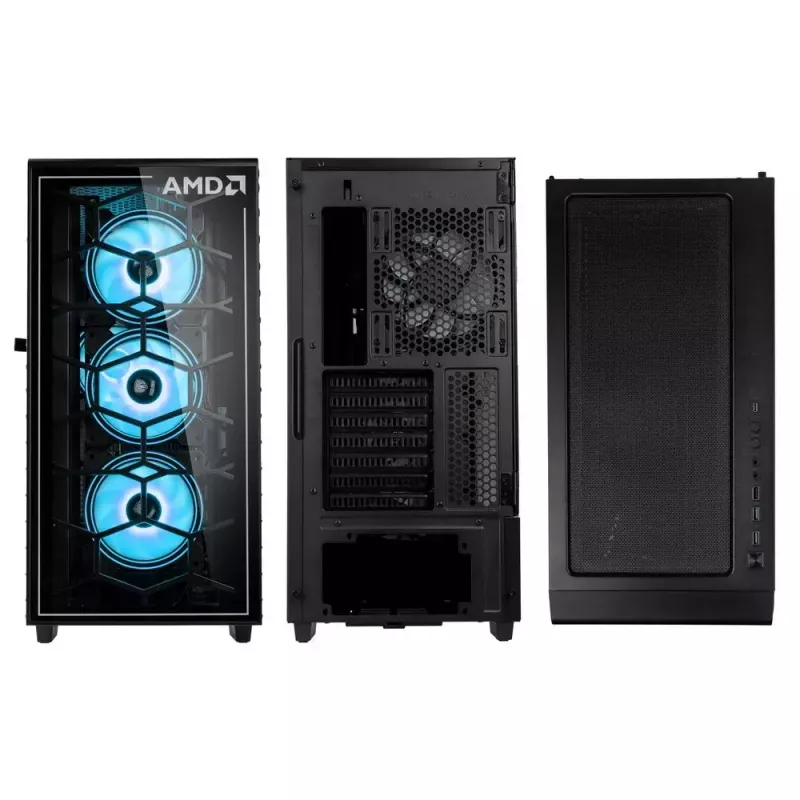 PC-kotelo Kolink Observatory Y AMD SE ARGB Midi Tower musta, läpinäkyvä