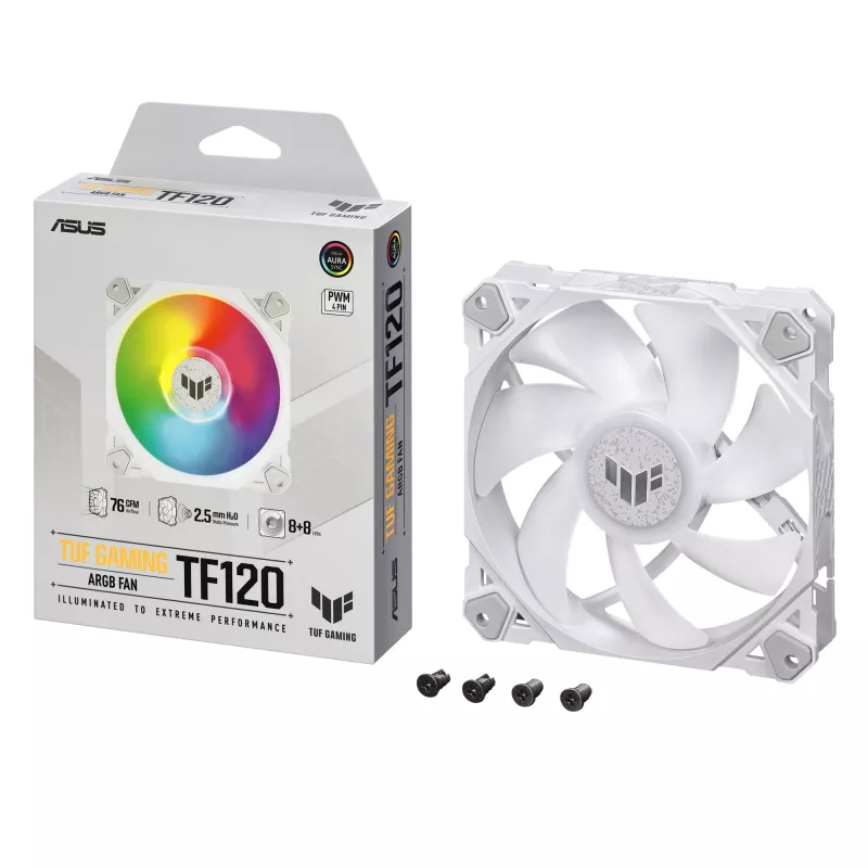 ASUS TUF GAMING TF120 ARGB WHITE EDITION tietokonekotelo ilmajäähdytin 12 cm 1 kpl