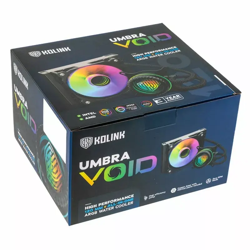 Nestejäähdytyssarja Kolink Umbra Void 120 AIO 12 cm, musta