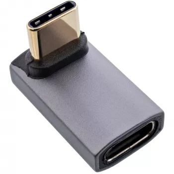 InLine USB4-adapteri, USB-C uros/naaras kulma ylös/alas, alumiini, harmaa